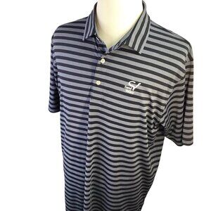 Sand Valley Golf Polo Dunning Shirt Men's XL Dunes Mammoth Striped Navy Blue S/S